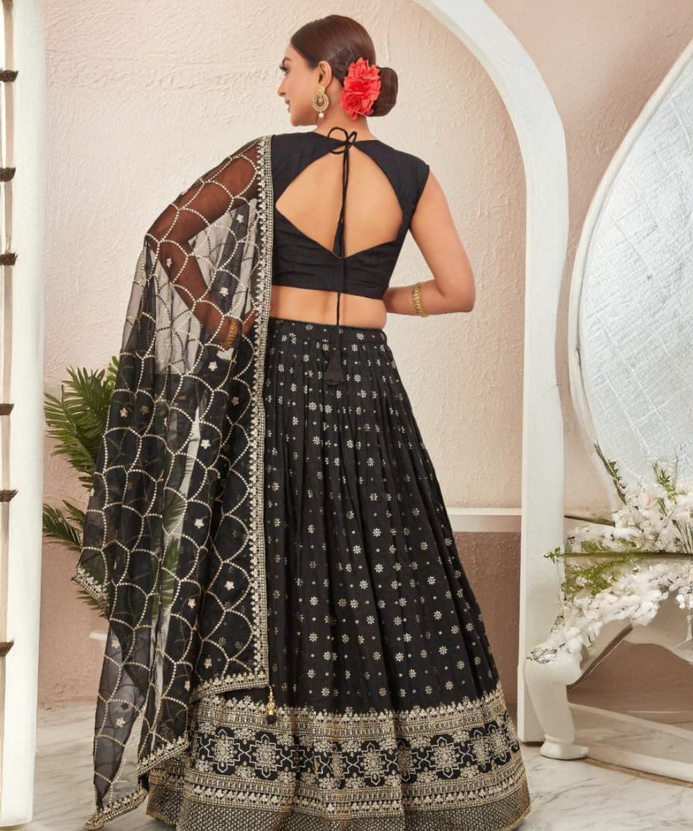 Black jacquard lehenga